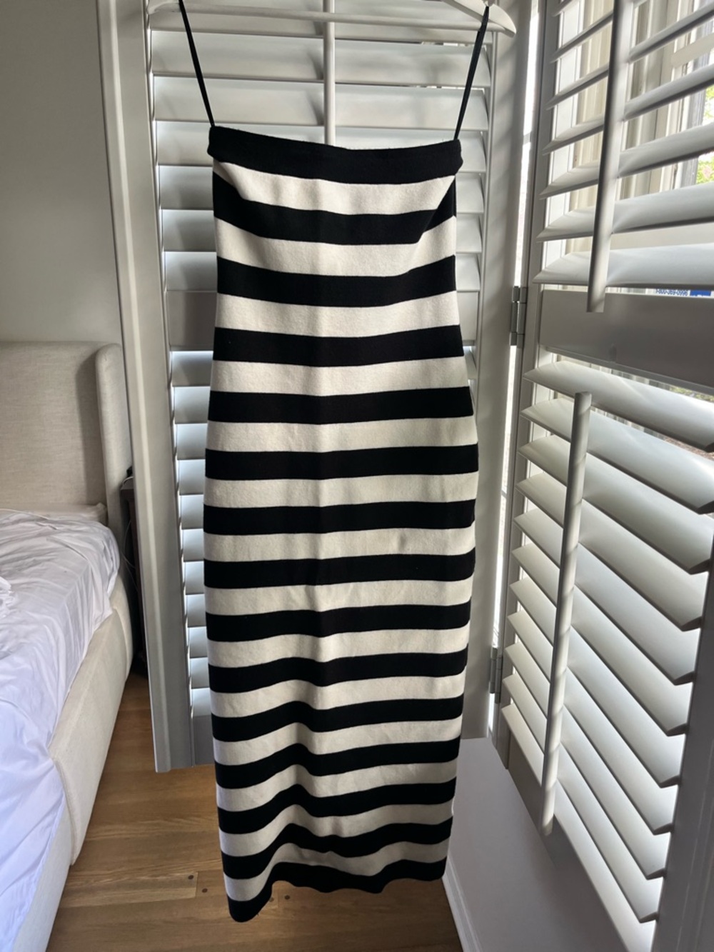 Abercrombie & Fitch Black and White Striped Maxi Soft Sweater Dress
